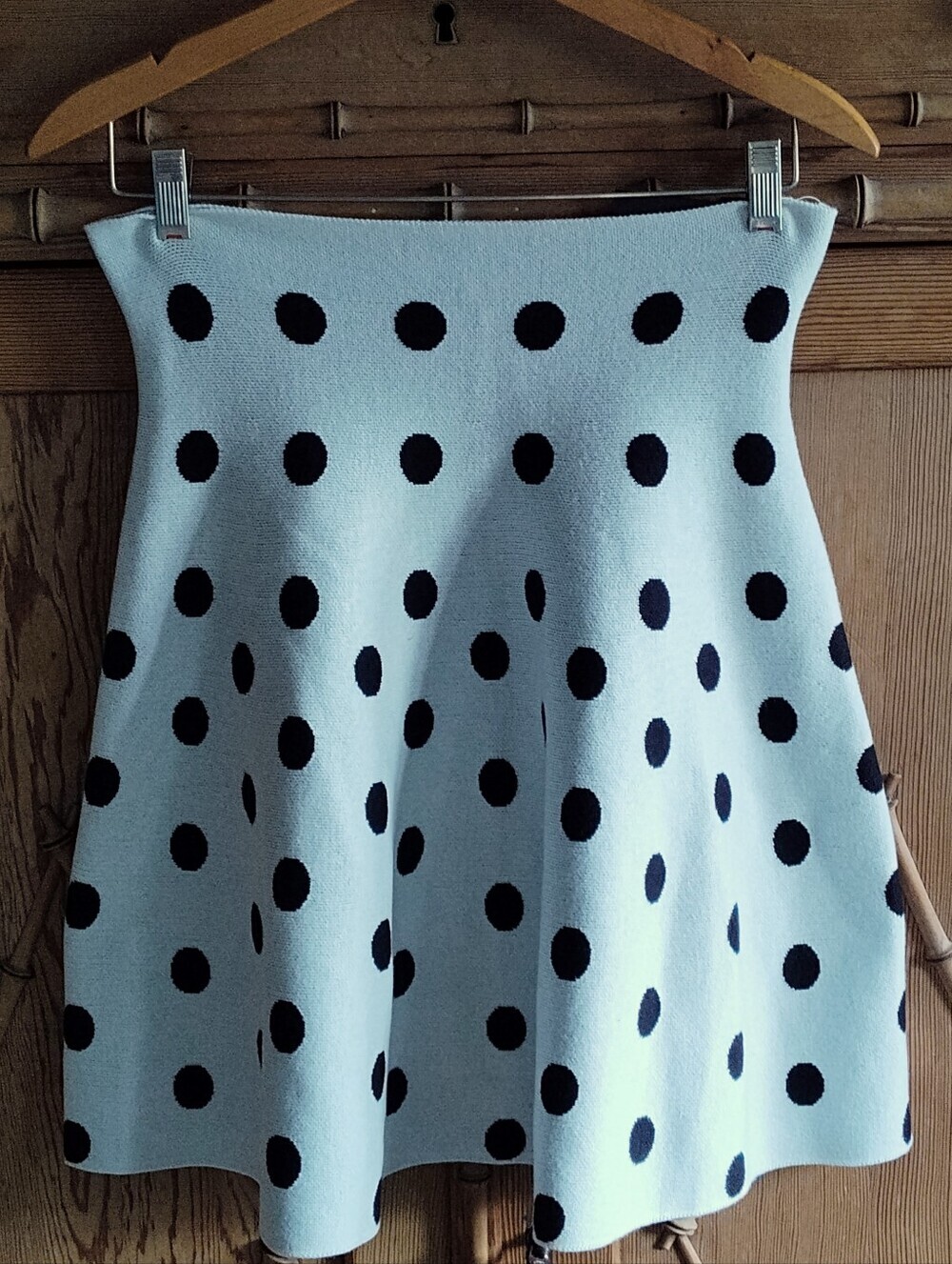 NWT Classic Concepts White Black Polka Dot Sweater Knit French Girl Skirt | Med
